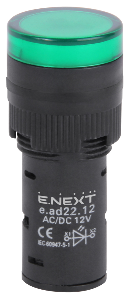 LED ИНДИКАТОРНА ЛАМПА, 22 MM, 230 VAC, ЗЕЛЕНА, E.AD22.230.GREEN, E.NEXT