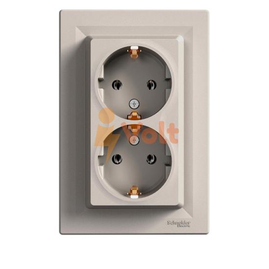 ДВОЕН КОНТАКТ ШУКО ASFORA, СКРИТ МОНТАЖ, БРОНЗ, EPH9900169, SCHNEIDER ELECTRIC