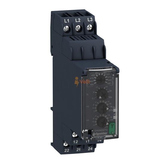 РЕГУЛИРУЕМО РЕЛЕ ЗА НАЛИЧИЕ НА 3 ФАЗИ 380..480VAC, 2 C/O, С ВРЕМЕЗАКЪСНЕНИЕ, RM22TR33, SCHNEIDER ELECTRIC