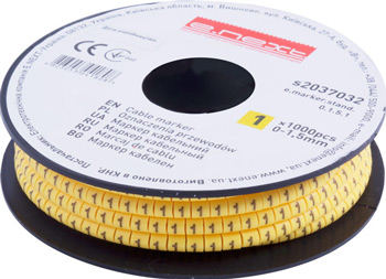 КАБЕЛНА МАРКИРОВКА, 0-1.5 MM2, “1“, 1000 БР, E.MARKER.STAND.0.1.5.1, E.NEXT