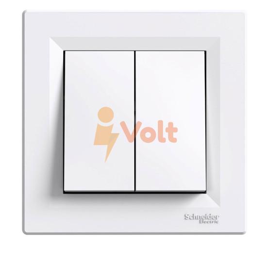 ДВОЕН ДЕВИАТОРЕН КЛЮЧ ASFORA, КОМПЛЕКТ, СКРИТ МОНТАЖ, БЯЛ, EPH0600121, SCHNEIDER ELECTRIC