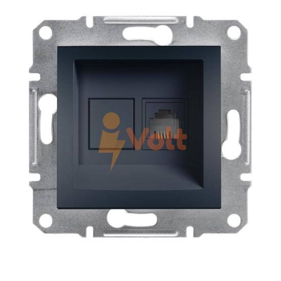ТЕЛЕФОННА РОЗЕТКА RJ11 ASFORA, СКРИТ МОНТАЖ, АНТРАЦИТ, EPH4100171, SCHNEIDER ELECTRIC