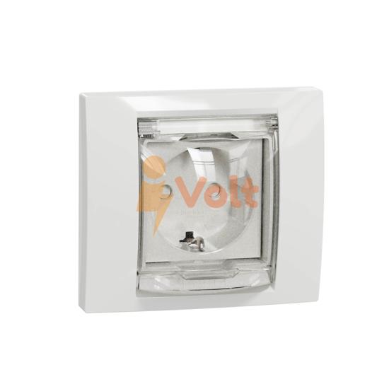 КОНТАКТ ШУКО NEW UNICA, С КАПАК, СКРИТ МОНТАЖ, БЯЛ, NU003718, SCHNEIDER ELECTRIC