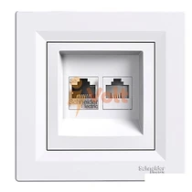 ТЕЛЕФОННА + КОМПЮТЪРНА РОЗЕТКА, ЦВЯТ БЯЛ, EPH4900121, SCHNEIDER ELECTRIC