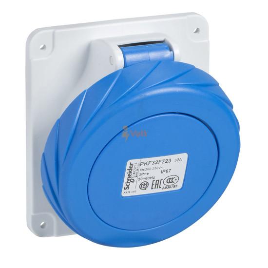 НАКЛОНЕН КОНТАКТ ЗА ТАБЛО MUREVA PK, 32 A, 2P+E, 230 V AC, IP67, PKF32F723, SCHNEIDER ELECTRIC