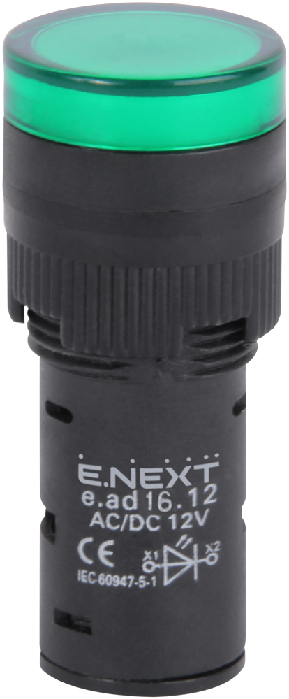 ИНДИКАТОРНА ЛАМПА LED ?16 MM 12 V AC/DC ЗЕЛЕНА, E.AD16.12.GREEN, E.NEXT