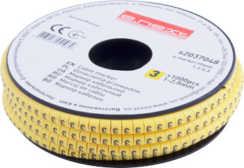 КАБЕЛНА МАРКИРОВКА, 1-2.5 MM2, “3“, 1000 БР, E.MARKER.STAND.1.2.5.3, E.NEXT