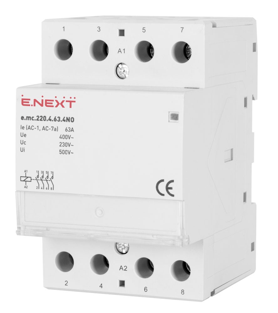 МОДУЛЕН КОНТАКТОР E.MC, 4P, 63 A, 230 V AC, 4NO, E.MC.220.4.63.4NO, E.NEXT