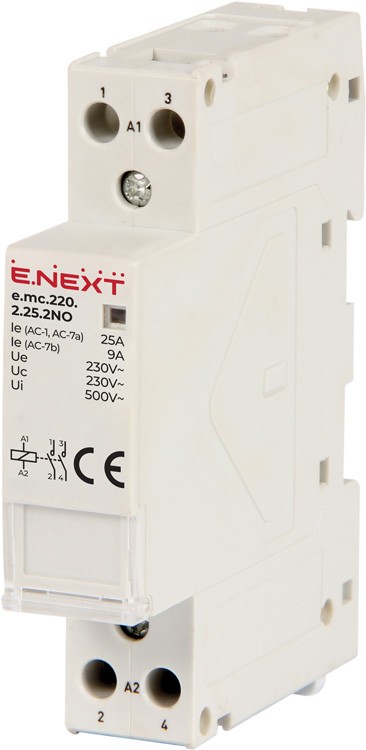 МОДУЛЕН КОНТАКТОР E.MC, 2P, 25 A, 230 V AC, 2NO, E.MC.220.2.25.2NO, E.NEXT
