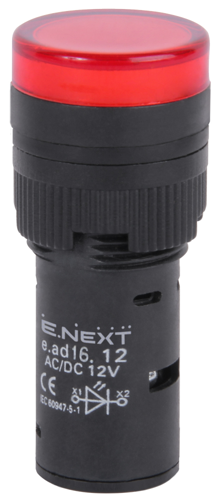 ИНДИКАТОРНА ЛАМПА LED ?16 MM 12 V AC/DC ЧЕРВЕНА, E.AD16.12.RED, E.NEXT