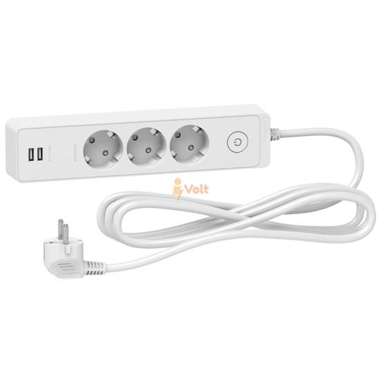 РАЗКЛОНИТЕЛ С КЛЮЧ И 2 USB, 3 ГНЕЗДА, 3 M КАБЕЛ, ST943U3W, SCHNEIDER ELECTRIC