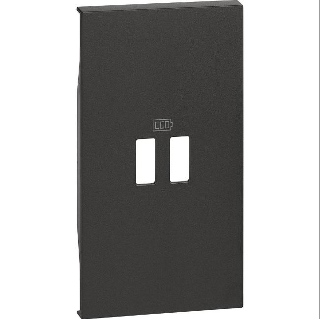 ЛИЦЕВ ПАНЕЛ LIVING NOW, ЗА РОЗЕТКА С 2XUSB, ЗА K4285C2, K4286C2, K4287C2, 2 МОДУЛА, ЧЕРЕН, K4288C2, BTICINO