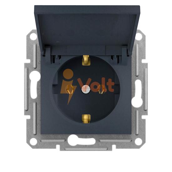 КОНТАКТ ШУКО ASFORA, С КАПАК, СКРИТ МОНТАЖ, АНТРАЦИТ, EPH3100171, SCHNEIDER ELECTRIC