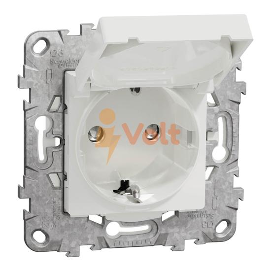 КОНТАКТ ШУКО NEW UNICA, С ДЕТСКА ЗАЩИТА, С КАПАК, СКРИТ МОНТАЖ, БЯЛ, NU508218, SCHNEIDER ELECTRIC