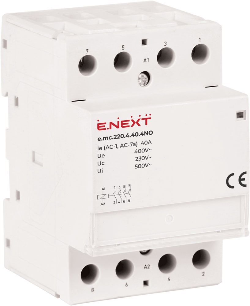 МОДУЛЕН КОНТАКТОР E.MC, 4P, 40 A, 230 V AC, 4NO, E.MC.220.4.40.4NO, E.NEXT