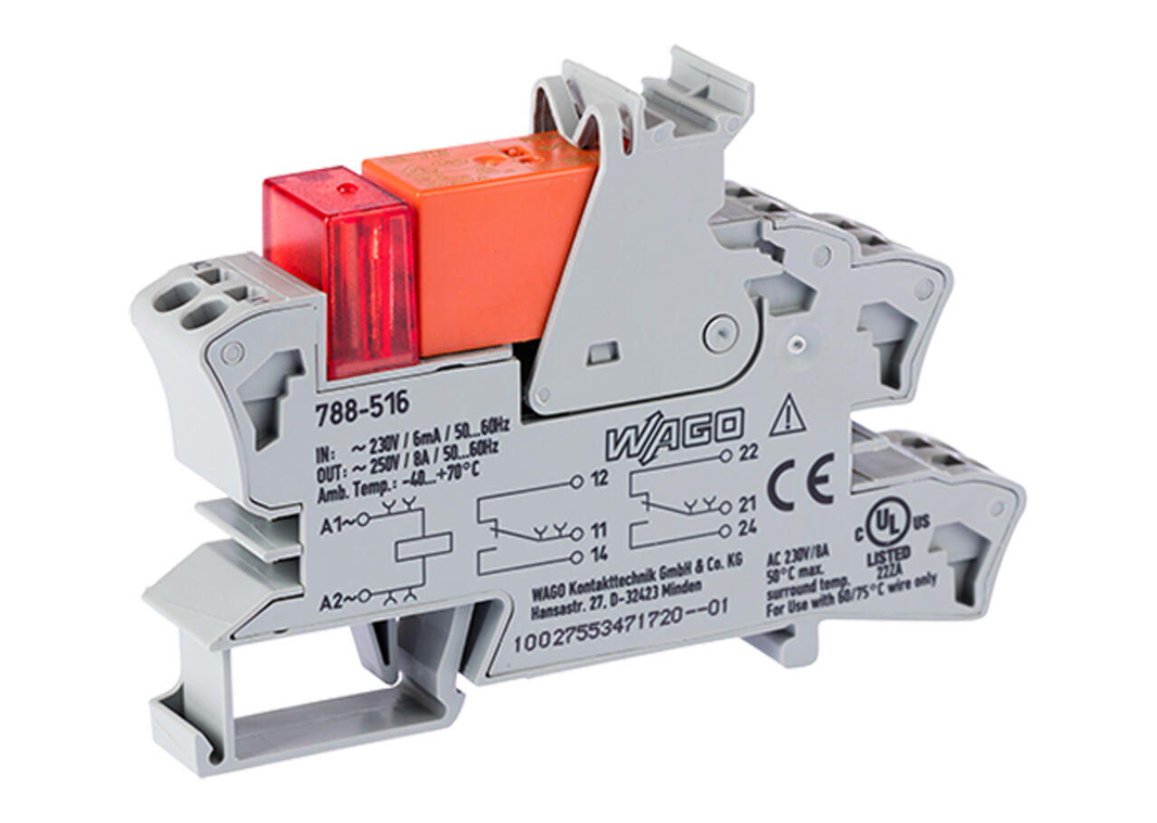 РЕЛЕЕН МОДУЛ 788, 8 A, 230 V AC, 2CO, 788-516, WAGO