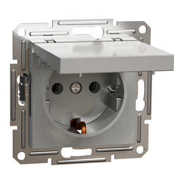 КОНТАКТ ШУКО ASFORA, С КАПАК, СКРИТ МОНТАЖ, АЛУМИНИЙ, EPH3100161, SCHNEIDER ELECTRIC