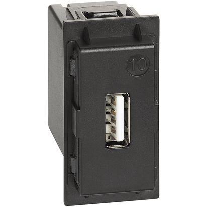 USB ЗАРЯДНО УСТРОЙСТВО LIVING NOW, 5 VDC ТИП A USB КОНТАКТ - 1100 MA, 1 МОДУЛ, СКРИТ МОНТАЖ, ЧЕРЕН, BTICINO