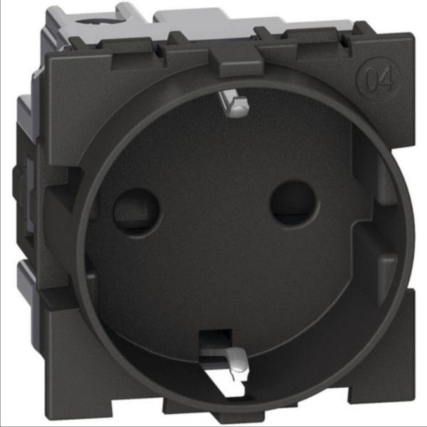 КОНТАКТ ШУКО LIVING NOW, 16 A, НЕМСКИ СТАНДАРТ P+E 250 V, С ВИНТОВИ КЛЕМИ, 2 МОДУЛА, СКРИТ МОНТАЖ, ЧЕРЕН, BTICINO