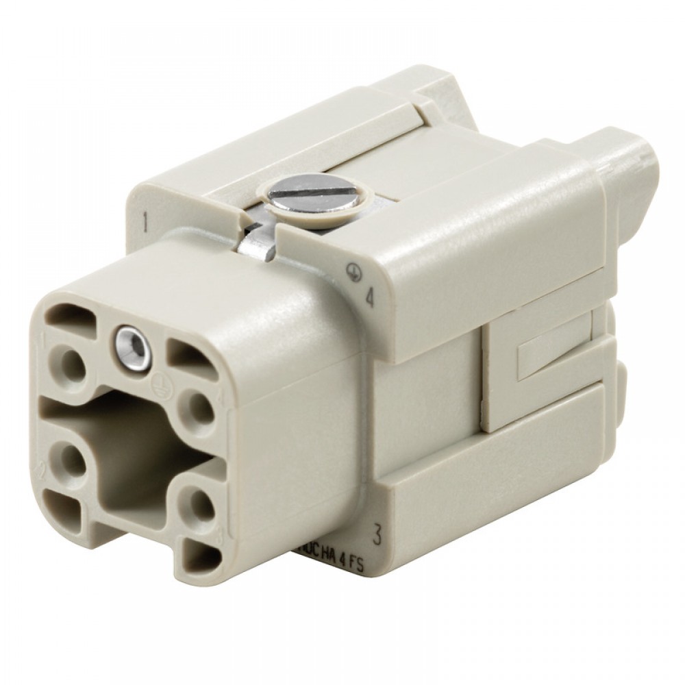 КОНТАКТНО ТЯЛО HDC HA 4 FS ЖЕНСКО ЗА СИЛОВ КУПЛУНГ, МОДЕЛ HA, 4P, 2.5 MM2, 16 A, 400 V, ВИНТОВА ВРЪЗКА, WEIDMULLER