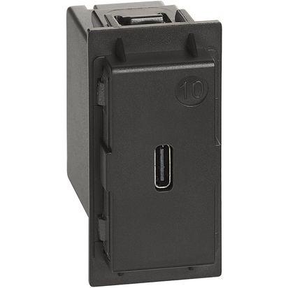 USB ЗАРЯДНО УСТРОЙСТВО LIVING NOW, 5 VDC ТИП C USB КОНТАКТ - 1500 MA, 1 МОДУЛ, СКРИТ МОНТАЖ, ЧЕРЕН, BTICINO
