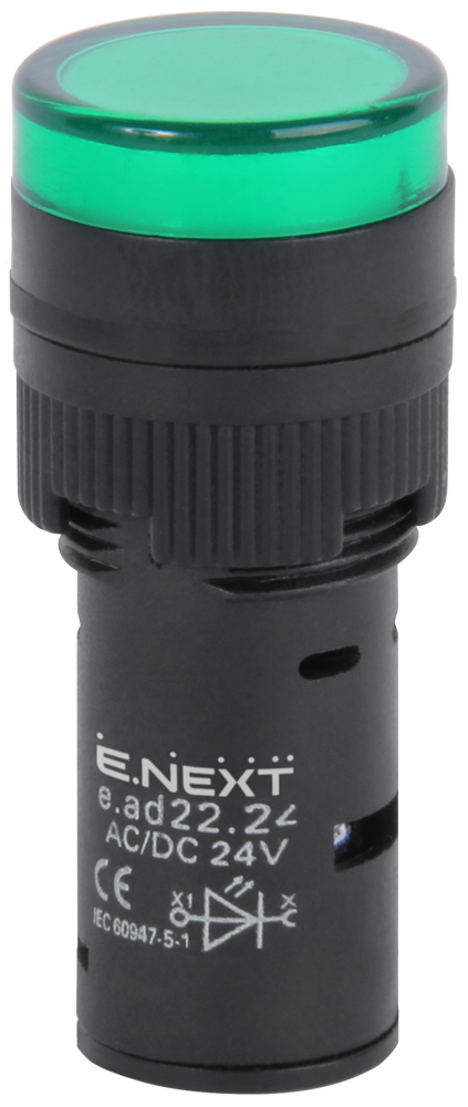 ИНДИКАТОРНА ЛАМПА LED Ф22 MM, 24 V AC/DC ЗЕЛЕНА, E.AD22.24.GREEN, E.NEXT
