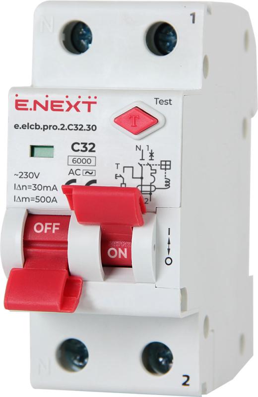 ДЕФЕКТНОТОКОВА ЗАЩИТА E.ELCB.PRO 1P+N, 32 A, 30 MA, 6 KA, ТИП AC, E.ELCB.PRO.2.C32.30, E.NEXT