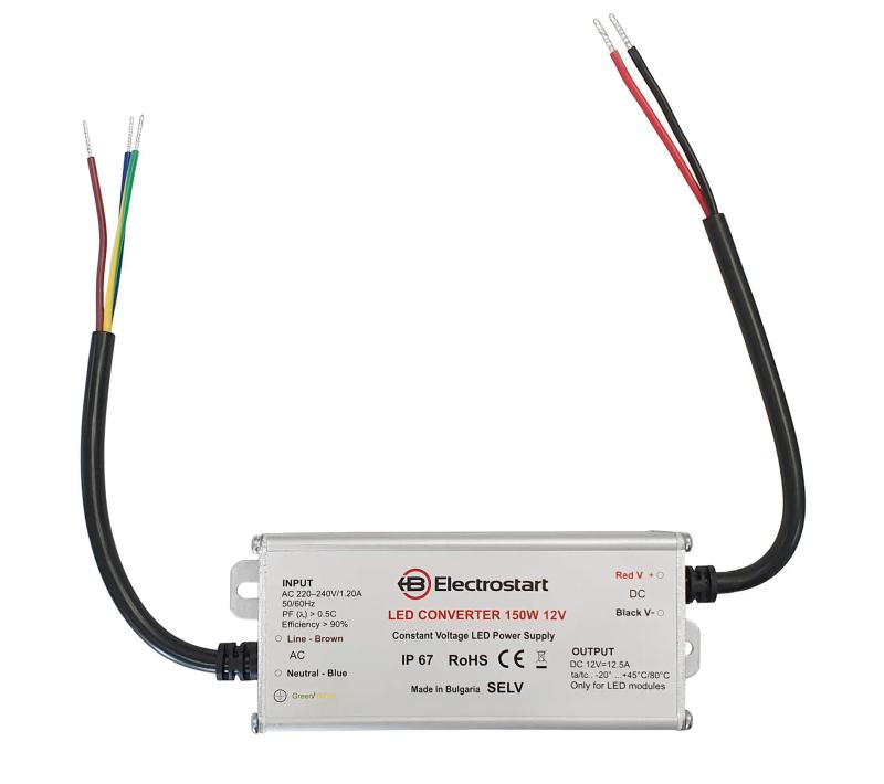 LED ЗАХРАНВАЩ БЛОК 150 W, 12.5 A, IP67, AC230V-DC12V