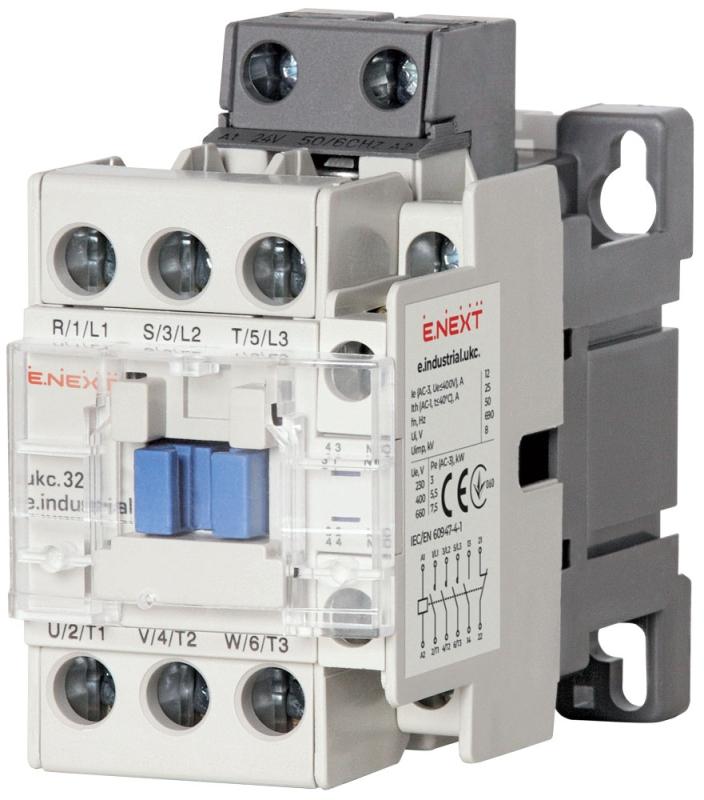 КОНТАКТОР E.INDUSTRIAL.UKC, 3P, 32 A, 24 V AC, 1NO+1NC, E.INDUSTRIAL.UKC.32.24, E.NEXT