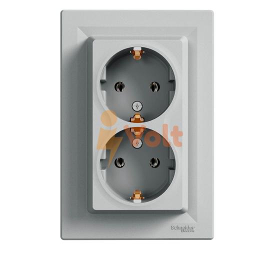 ДВОЕН КОНТАКТ ШУКО ASFORA, СКРИТ МОНТАЖ, АЛУМИНИЙ, EPH9900161, SCHNEIDER ELECTRIC