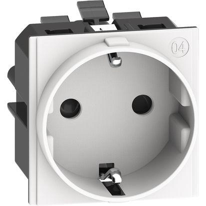 КОНТАКТ ШУКО LIVING NOW, 16 A, НЕМСКИ СТАНДАРТ P+E 250 V, С БЕЗВИНТОВИ КЛЕМИ, 2 МОДУЛА, СКРИТ МОНТАЖ, БЯЛ, BTICINO