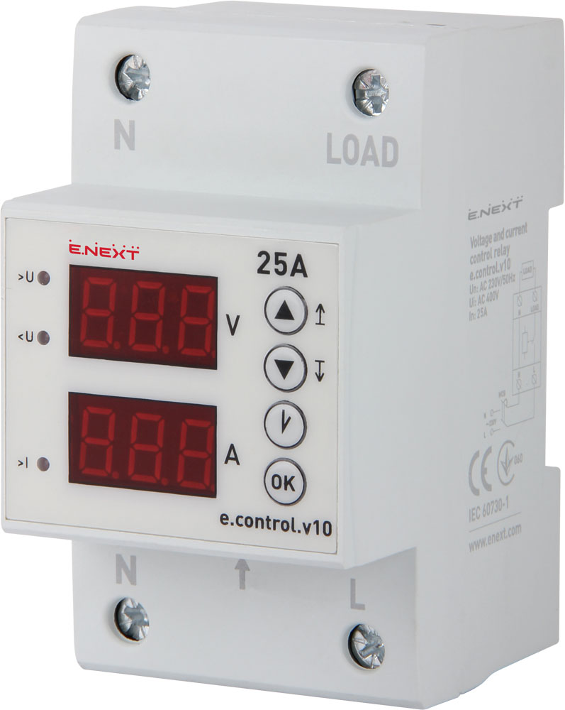 ДИГИТАЛНА ЗАЩИТА ЗА КОНТРОЛ НА НАПРЕЖЕНИЕ И ТОК, 25 A, E.CONTROL.V10, E.NEXT