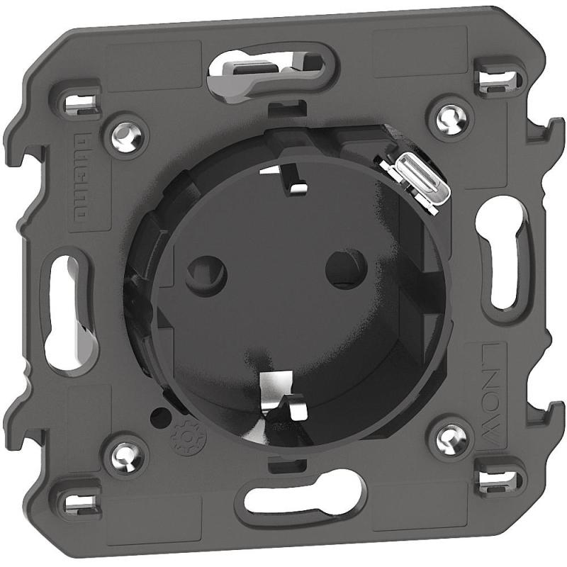 КОНТАКТ НЕМСКИ СТАНДАРТ 2 M P+E 16 A 250 V С ДЕТСКА ЗАЩИТА, С ВГРАДЕНО USB 5 VDC TYPE C, 1500 MA, 7 W, ЧЕРЕН, LIVING NOW, BTICINO
