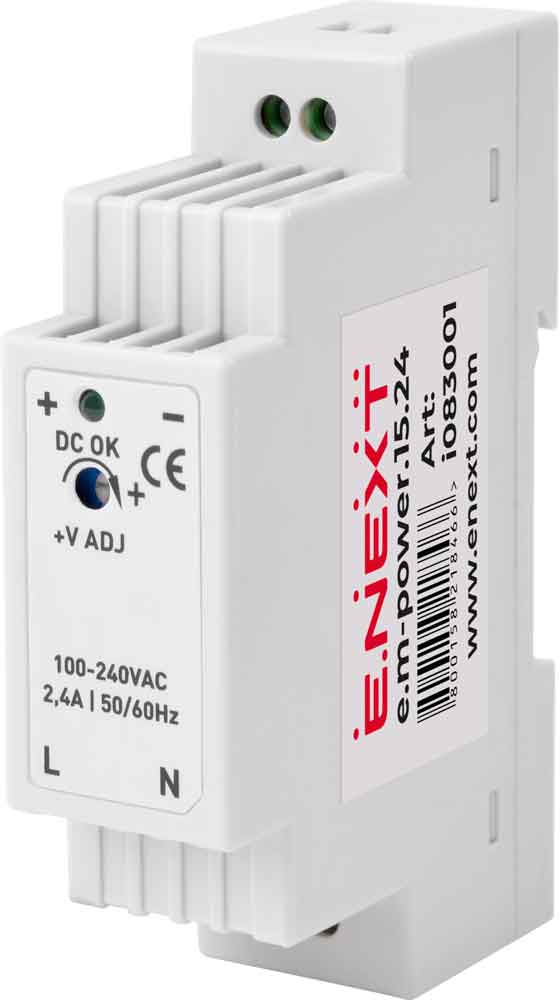 ЗАХРАНВАЩ БЛОК ЗА DIN ШИНА E.M-POWER 15 W, DC24V, E.NEXT