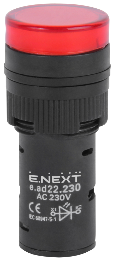 ИНДИКАТОРНА ЛАМПА LED Ф22 MM, 230 V АС ЧЕРВЕНА, E.AD22.230.RED, E.NEXT