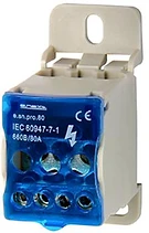 РАЗПРЕДЕЛИТЕЛЕН БЛОК ЗА DIN-ШИНА, 80 A, E.SN.PRO. 80, 1 ПОТЕНЦИАЛ, E.NEXT