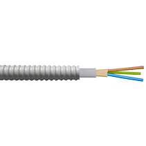 КАБЕЛ В ГОФРЕ NYM 2X1.5 MM2 В АРМИРАНО ГОФРЕ COURBI Ф20 ВЪНШНО 320 N СИВО, 50 МЕТРА