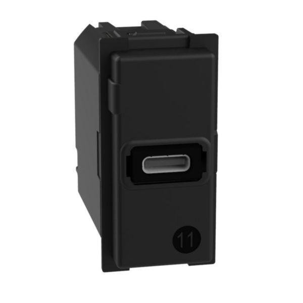USB ЗАРЯДНО УСТРОЙСТВО LIVING NOW, ЗАРЕЖДАНЕ ТИП C, 20 W, 1 МОДУЛ, СКРИТ МОНТАЖ, ЧЕРЕН, BTICINO