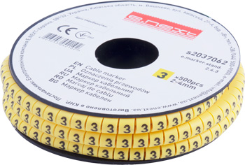 КАБЕЛНА МАРКИРОВКА, 2-4 MM2, “3“, 500 БР, E.MARKER.STAND.2.4.3, E.NEXT