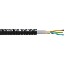 КАБЕЛ В ГОФРЕ NYM 2X1.5 MM2 В RADELSAN МЕТАЛЕН ШЛАУХ С ИЗОЛАЦИЯ Ф18 ВЪНШНО 320 N ЧЕРНО, 50 МЕТРА