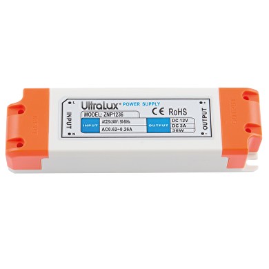 ЗАХРАНВАНЕ, СТАБИЛИЗИРАНО, 12 V DC, 36 W, IP20, ULTRALUX