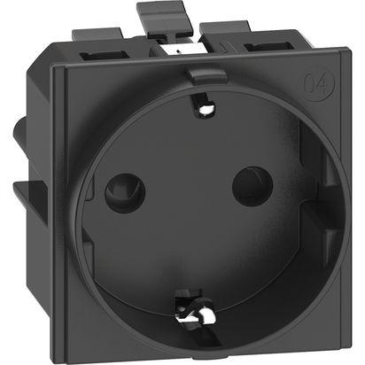 КОНТАКТ ШУКО LIVING NOW, 16 A, НЕМСКИ СТАНДАРТ P+E 250 V, С БЕЗВИНТОВИ КЛЕМИ, 2 МОДУЛА, СКРИТ МОНТАЖ, ЧЕРЕН, BTICINO