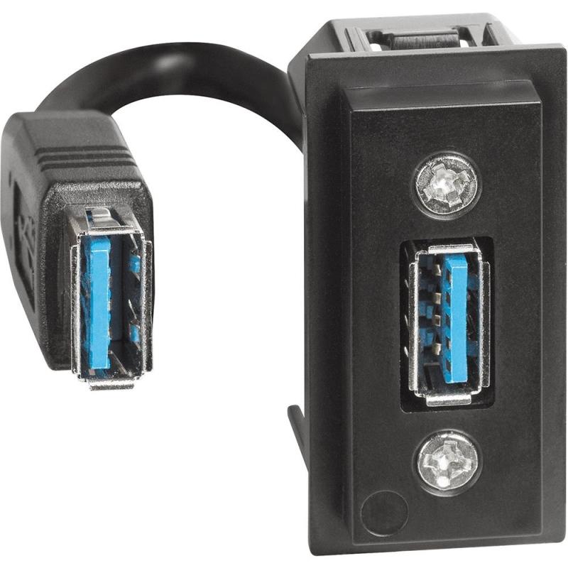 USB ЗАРЯДНО УСТРОЙСТВО LIVING NOW, ПРЕДВАРИТЕЛНО СВЪРЗАНА, ТИП A, СКРИТ МОНТАЖ, ЧЕРЕН, BTICINO