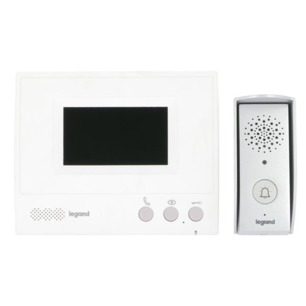 ВИДЕОДОМОФОН КОМПЛЕКТ ONE FAMILY 4.3“ HF С ВЪНШЕН ПАНЕЛ И КОЗИРКА, БЯЛ, LEGRAND