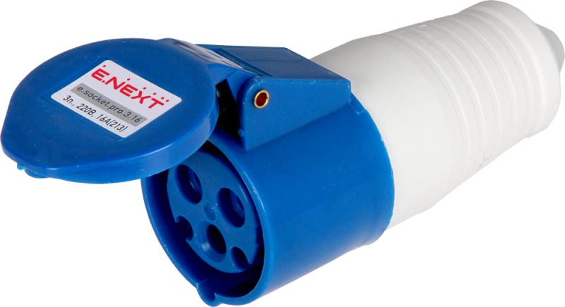 ИНДУСТРИАЛЕН ПОДВИЖЕН КОНТАКТ E.SOCKET.PRO, 16 A, 2P+E, 230 V AC, E.SOCKET.PRO.3.16, E.NEXT