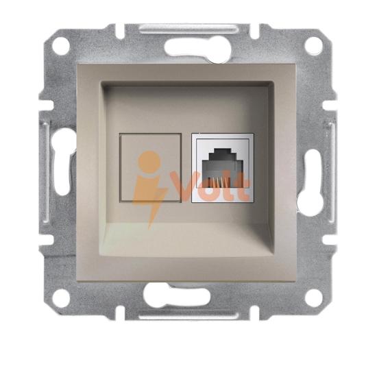 ТЕЛЕФОННА РОЗЕТКА RJ11 ASFORA, СКРИТ МОНТАЖ, БРОНЗ, EPH4100169, SCHNEIDER ELECTRIC