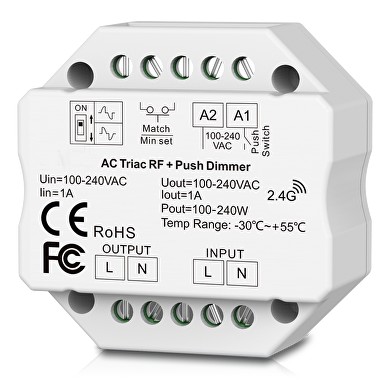 RF TRIAC, PUSH ДИМЕР ЗА КОНЗОЛА 350 VA, 1.5 A, 220-240 V AC, ULTRALUX