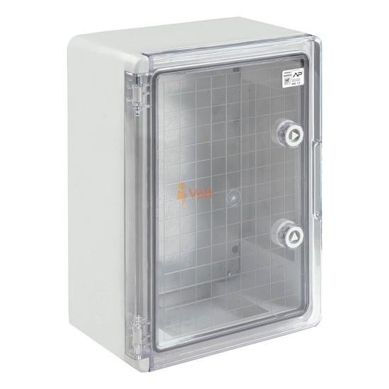 ТАБЛО ABS 300X400X170 MM, IP65, С ПРОЗРАЧНА ВРАТА, С МОНТАЖНА ПЛОЧА