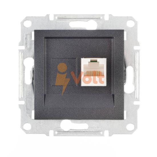 КОМПЮТЪРНА РОЗЕТКА RJ45 ASFORA, СКРИТ МОНТАЖ, АНТРАЦИТ, EPH4300171, SCHNEIDER ELECTRIC