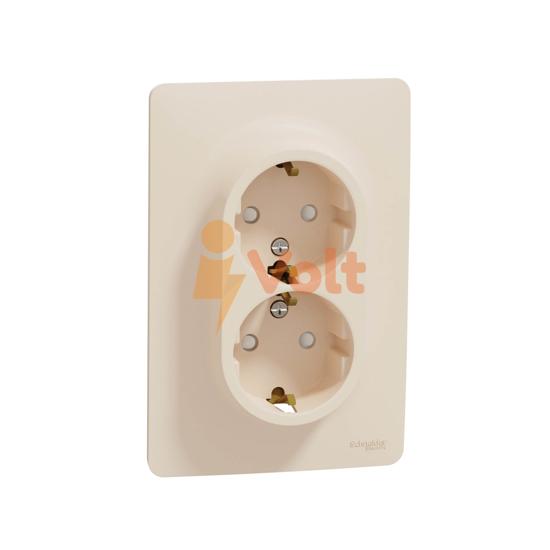 ДВОЕН КОНТАКТ ШУКО NEW UNICA, СКРИТ МОНТАЖ, СЛОНОВА КОСТ, NU206744, SCHNEIDER ELECTRIC
